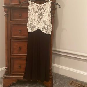 Fleur’t lace and black, mini dress size medium racer back cream lace sheer top